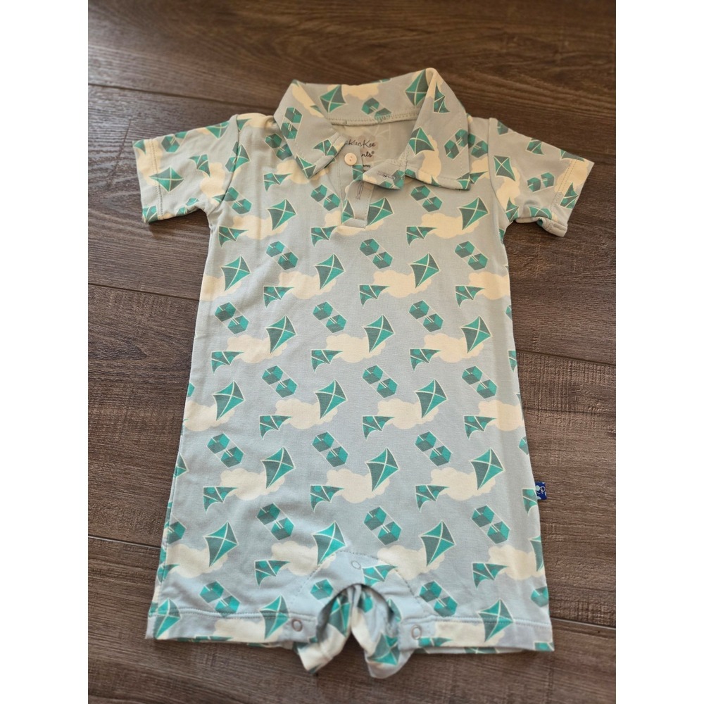 Kickee pants baby boy bamboo romper‎ 3-6 mos
